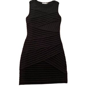 Calvin Klein Lil Black Dress Bandage Layered Fitted Sheath Cocktail Party